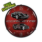 Collectable Sign and Clock C7 Corvette Black Backlit Wall Clock