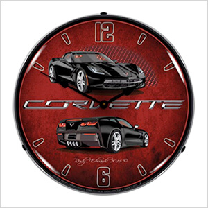 C7 Corvette Black Backlit Wall Clock