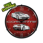 Collectable Sign and Clock C7 Corvette Blade Silver Backlit Wall Clock