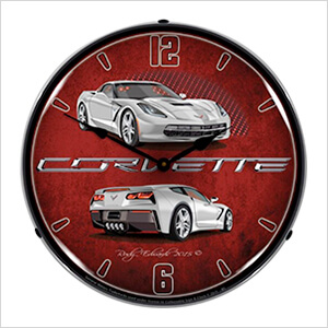 C7 Corvette Blade Silver Backlit Wall Clock