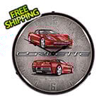 Collectable Sign and Clock C7 Corvette Crystal Red Backlit Wall Clock