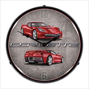 C7 Corvette Crystal Red Backlit Wall Clock