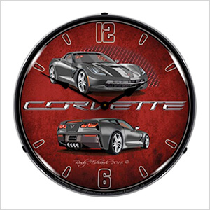 C7 Corvette Cyber Grey Backlit Wall Clock