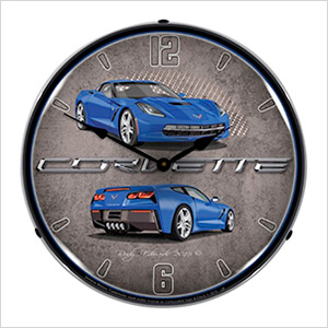 C7 Corvette Laguna Blue Backlit Wall Clock
