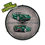 Collectable Sign and Clock C7 Corvette Lime Rock Green Backlit Wall Clock