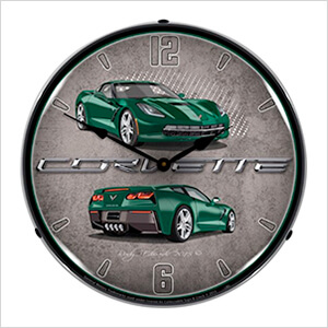 C7 Corvette Lime Rock Green Backlit Wall Clock