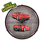 Collectable Sign and Clock C7 Corvette Torch Red Backlit Wall Clock