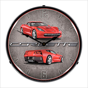 C7 Corvette Torch Red Backlit Wall Clock