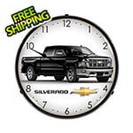 Collectable Sign and Clock Chevrolet Silverado Black Backlit Wall Clock