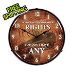 Collectable Sign and Clock Know Your Rights Backlit Wall Clock