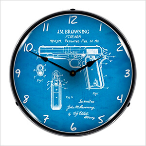 Colt 1911 Patent Blueprint Backlit Wall Clock