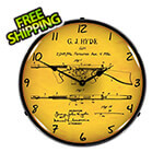 Collectable Sign and Clock Thompson Sub Machine Gun Patent Blueprint Backlit Wall Clock