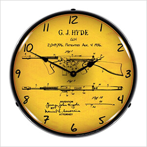 Thompson Sub Machine Gun Patent Blueprint Backlit Wall Clock
