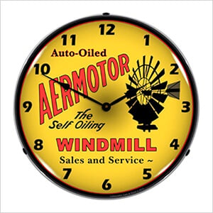 Aermotor Windmill Backlit Wall Clock