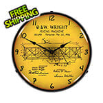 Collectable Sign and Clock 1906 Wright Flyer Patent Blueprint Backlit Wall Clock