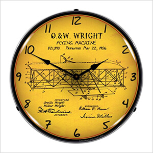 1906 Wright Flyer Patent Blueprint Backlit Wall Clock