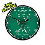 Collectable Sign and Clock 1910 Golf Club Patent Blueprint Backlit Wall Clock