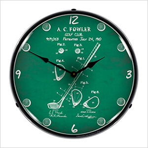 1910 Golf Club Patent Blueprint Backlit Wall Clock
