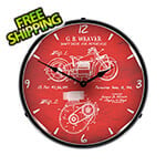 Collectable Sign and Clock 1941 Indian Motorcycle Patent Blueprint Backlit Wall Clock