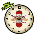 Collectable Sign and Clock A Gentleman's Barber Shop Backlit Wall Clock