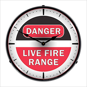 Danger Live Fire Range Backlit Wall Clock