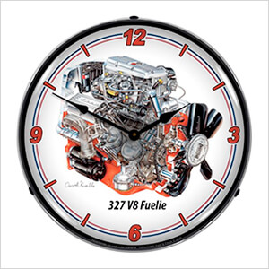 327 V8 Fuelie Engine Backlit Wall Clock