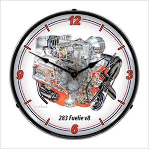 283 Fuelie V8 Engine Backlit Wall Clock