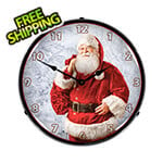 Collectable Sign and Clock Jolly Santa Backlit Wall Clock