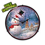 Collectable Sign and Clock Snowman Greetings Backlit Wall Clock