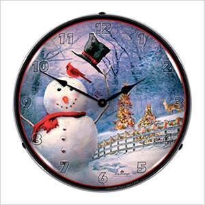 Snowman Greetings Backlit Wall Clock