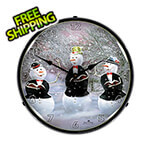 Collectable Sign and Clock Snowmen Caroling Backlit Wall Clock