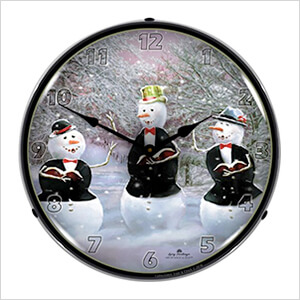 Snowmen Caroling Backlit Wall Clock