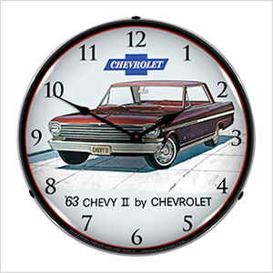 1963 Chevy II Nova Super Sport Backlit Wall Clock