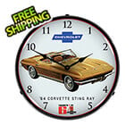 Collectable Sign and Clock 1964 Corvette Sting Ray Backlit Wall Clock