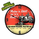 Collectable Sign and Clock Veedol Tractor Oil Backlit Wall Clock