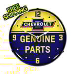 Collectable Sign and Clock Chevrolet Bowtie Genuine Parts Backlit Wall Clock