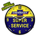 Collectable Sign and Clock Chevrolet Bowtie Super Service Backlit Wall Clock