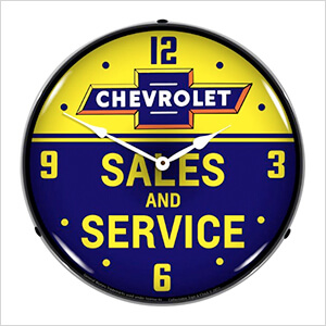 Chevrolet Bowtie Sales and Service Backlit Wall Clock