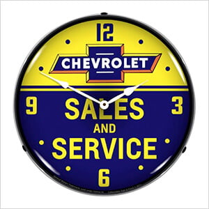 Chevrolet Bowtie Sales and Service Backlit Wall Clock