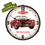 Collectable Sign and Clock 1962 Corvette Backlit Wall Clock