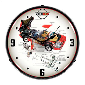 C4 Corvette Tech Backlit Wall Clock
