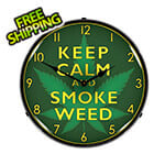 Collectable Sign and Clock Keep Calm and Smoke Weed Backlit Wall Clock