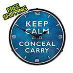 Collectable Sign and Clock Keep Calm and Conceal Carry Backlit Wall Clock