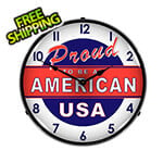 Collectable Sign and Clock Proud to be an American Backlit Wall Clock