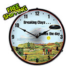 Collectable Sign and Clock Shooting Clays Backlit Wall Clock