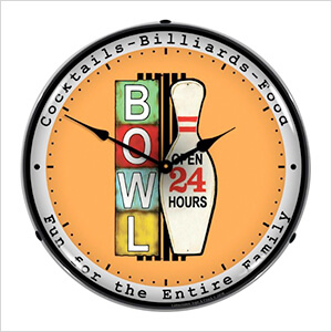 Bowling 24 Hours Backlit Wall Clock