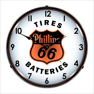 Phillips 66 Tires and Batteries Backlit Wall Clock