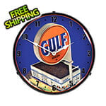 Collectable Sign and Clock Gulf Gas Station Backlit Wall Clock