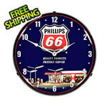 Collectable Sign and Clock Phillips 66 Gas Station Backlit Wall Clock