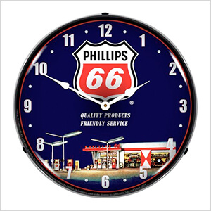 Phillips 66 Gas Station Backlit Wall Clock